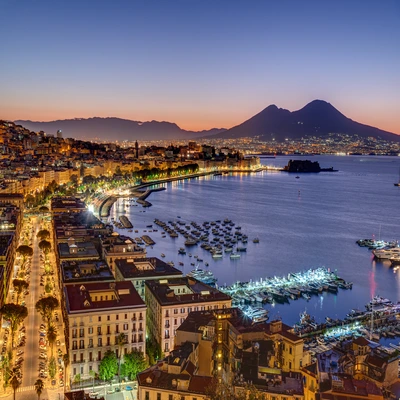 Naples cityscape with vesuvio